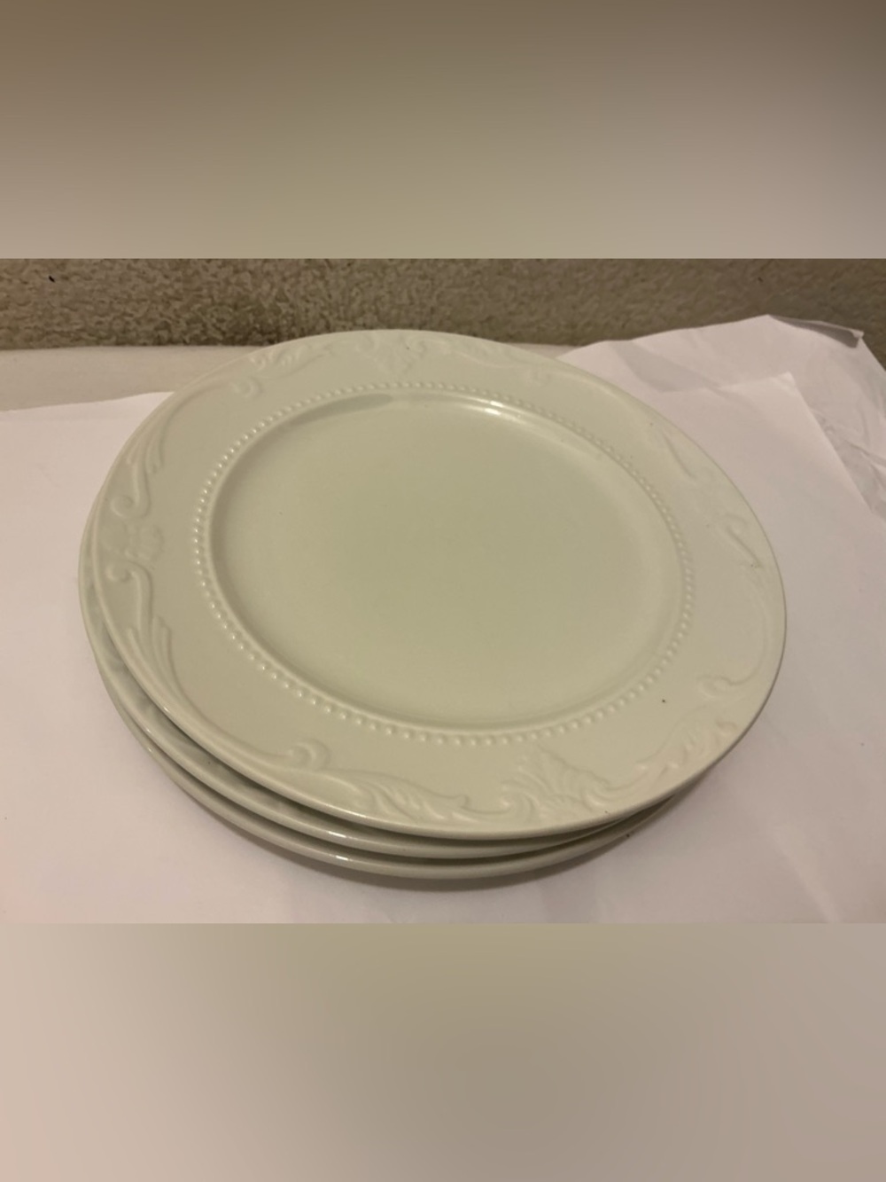 Towle Grand Hotel Dinnerware White/Salad plates With Embossed Edge Set of 3